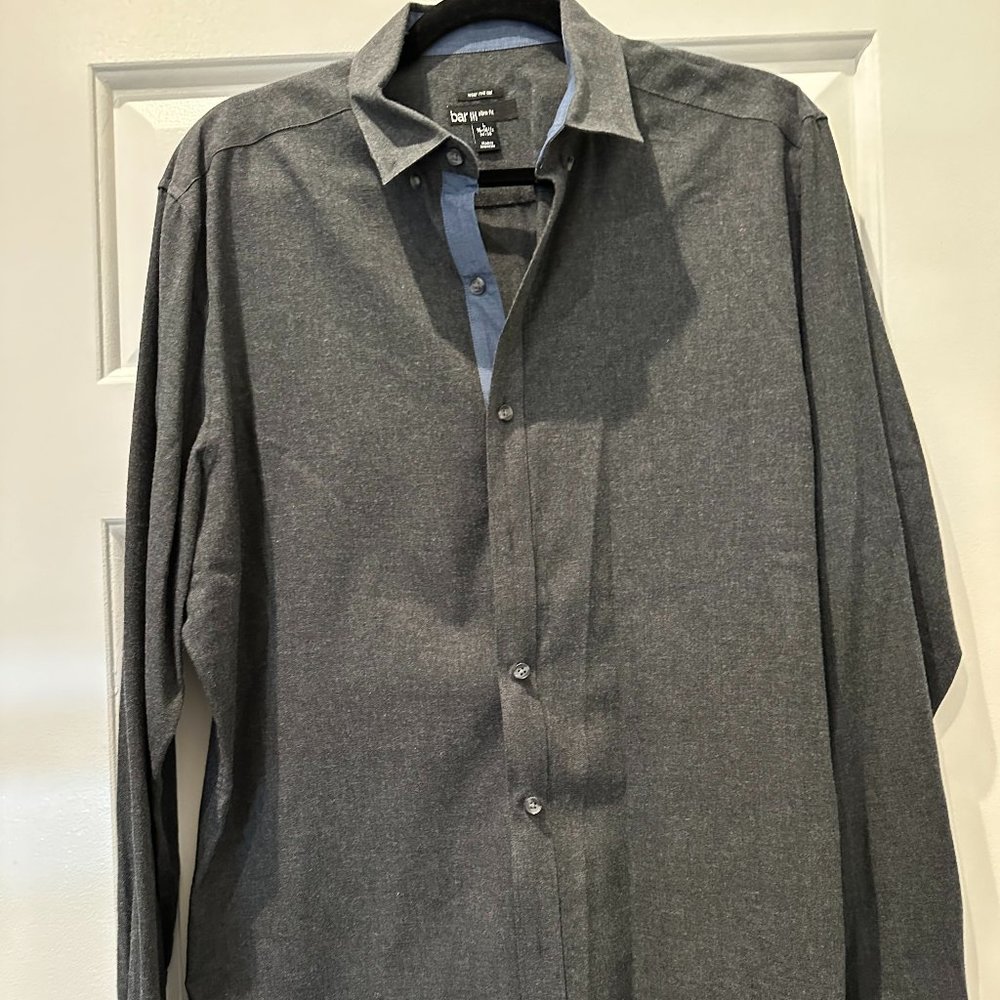 Bar III Slim Fit Grey L 16-16.5